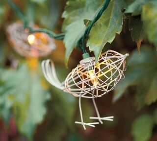 Cтрунные светильники в виде птиц для улицы